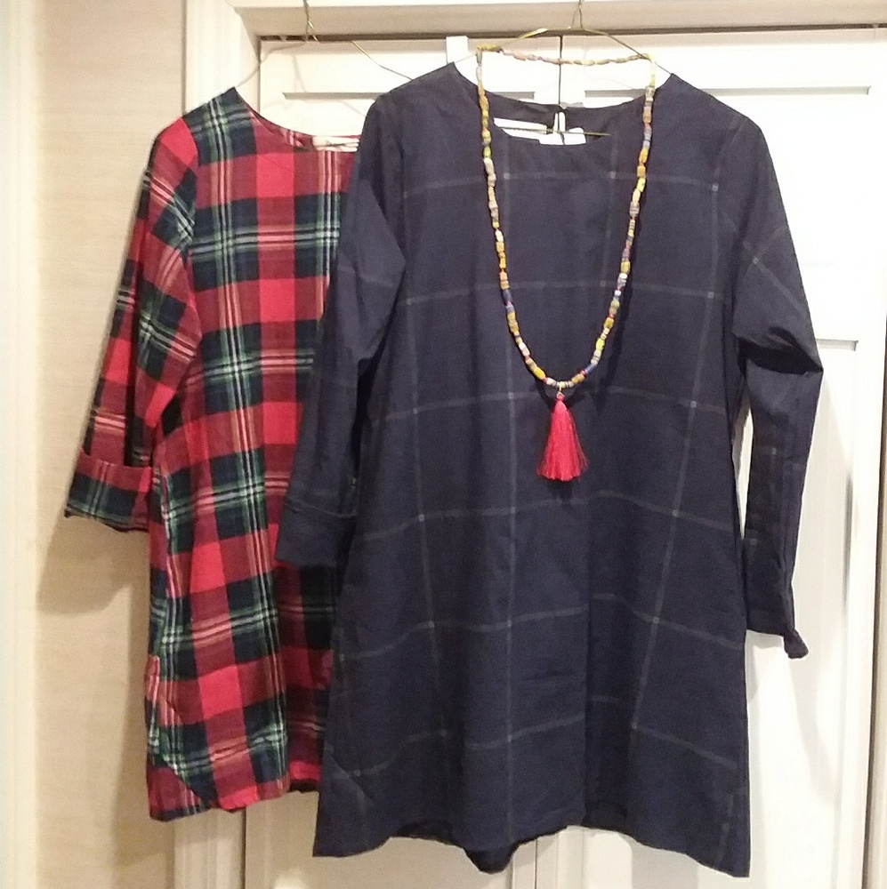 5⭐FLATTERING NAVY PLAID dress tunic NICE STYLE - Picture 8 of 8